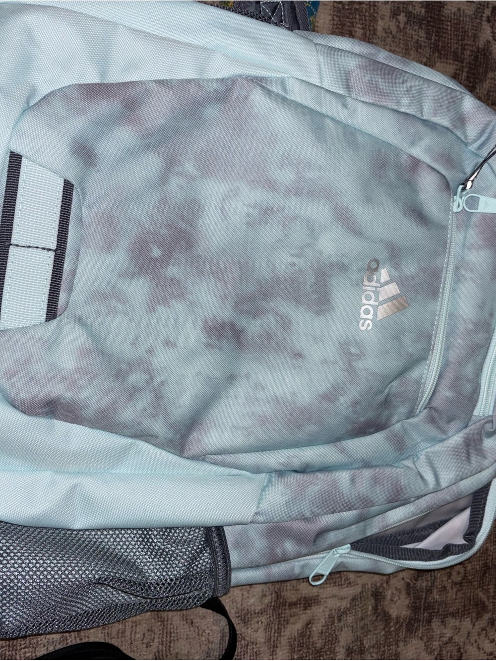 adidas Light Teal and Gray Tie-Dye Kids Backpack